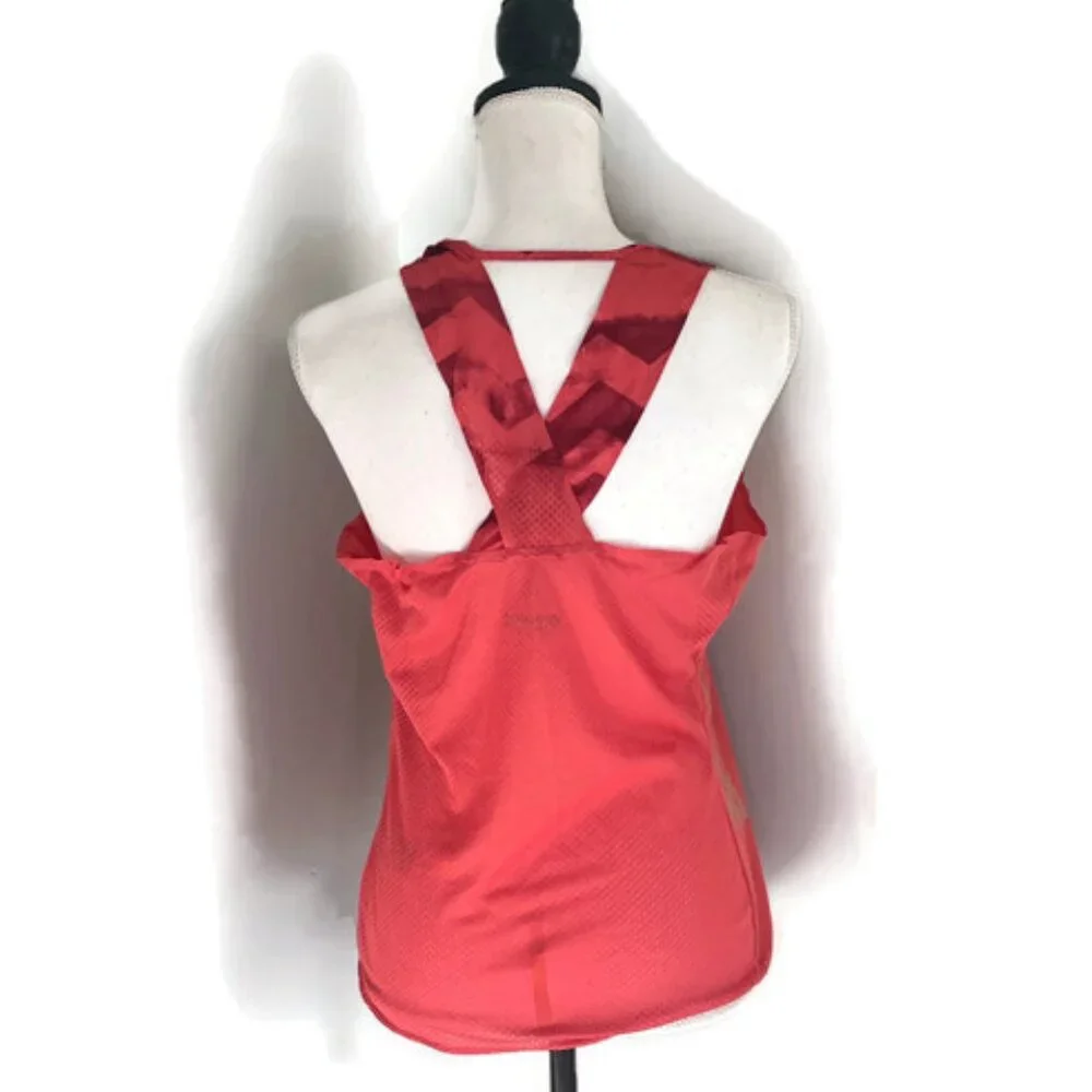 adidas Coral Racerback Tank Top with Patterned Yoke - Picture 5 of 8